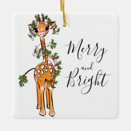 Weihnachts-Giraffe, Rot-Grün-Garten Keramikornament