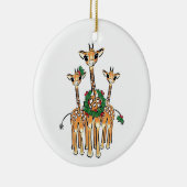 Weihnachts-Giraffe, rot-grüner Kranz Keramik Ornament (Rechts)