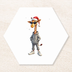 Weihnachts-Giraffe-Santa-Langarm-T-Shirt (2) Untersetzer