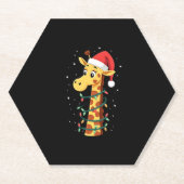 Weihnachts Giraffe Weihnachtsmannmütze Lights Gira Untersetzer (Vorderseite)