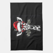 Weihnachts-Giraffe Weihnachtsmannmütze Pajama-Gesc Geschirrtuch (Vertikal)