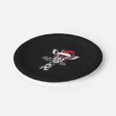 Weihnachts-Giraffe Weihnachtsmannmütze Pajama-Gesc Pappteller (Schrägansicht)