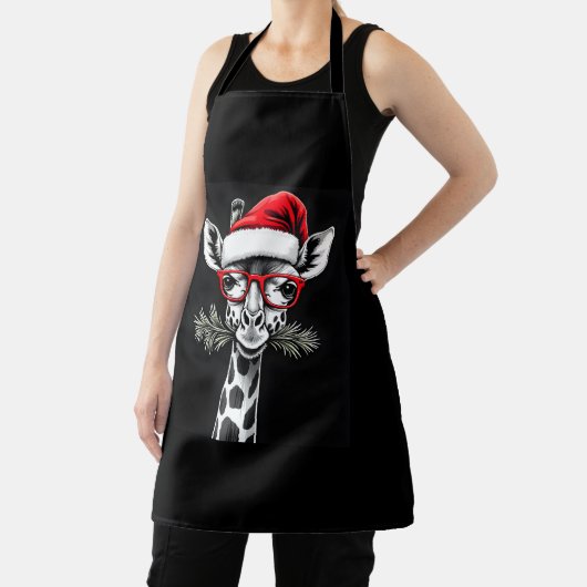 Weihnachts-Giraffe Weihnachtsmannmütze Pajama-Gesc Schürze (InSitu)