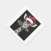 Weihnachts-Giraffe Weihnachtsmannmütze Pajama-Gesc Serviette (Ecke)