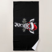 Weihnachts-Giraffe Weihnachtsmannmütze Pajama-Gesc Strandtuch (Vorderseite)