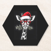 Weihnachts-Giraffe Weihnachtsmannmütze Pajama-Gesc Untersetzer (Vorderseite)