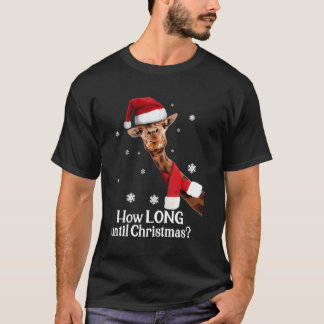 Weihnachts Giraffe Weihnachtsmannmütze wie lange b T-Shirt