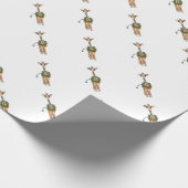 Weihnachts-Giraffen, Rot-Grün-Holly-Kranz Geschenkpapier (Ecke)