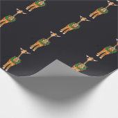 Weihnachts-Giraffen, Rot-Grün-Holly-Kranz Geschenkpapier (Ecke)