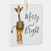 Weihnachts-Giraffen, Rot-Grün-Holly-Kranz Keramikornament (Rechts)