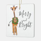 Weihnachts-Giraffen, Rot-Grün-Holly-Kranz Keramikornament (Links)