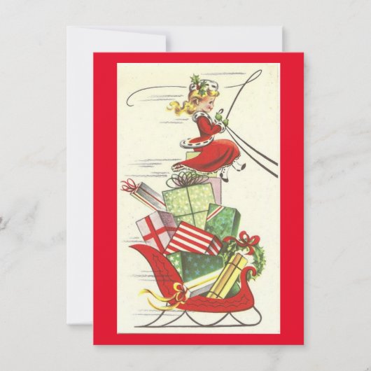 Weihnachts-Girl Brings-Geschenke Feiertagskarte (Vorderseite)