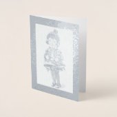 Weihnachts-Girl Holding Holiday Bell, ZSSPG Folienkarte (Vorderseite)