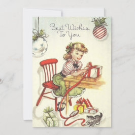 Weihnachts-Girl-Wrapping-Präsentationen Feiertagskarte