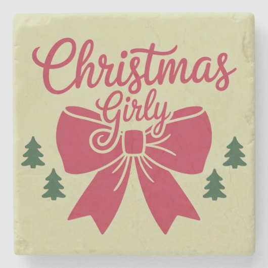 Weihnachts-Girly-Bäume-Ästhetik Steinuntersetzer (Vorderseite)