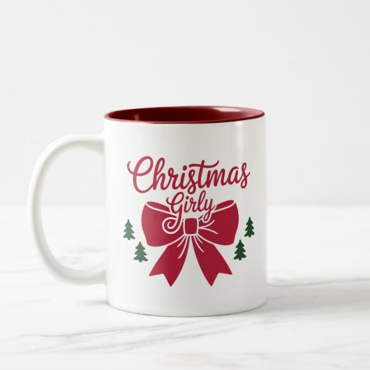 Weihnachts-Girly-Bäume-Ästhetik Zweifarbige Tasse (Links)