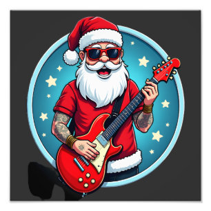 Weihnachts-Gitarrist Rockmusik Weihnachten (2) Fotodruck