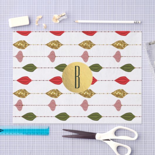 Weihnachts-Glam-Ornamente Monogram-Logo Seidenpapier (Handwerk)