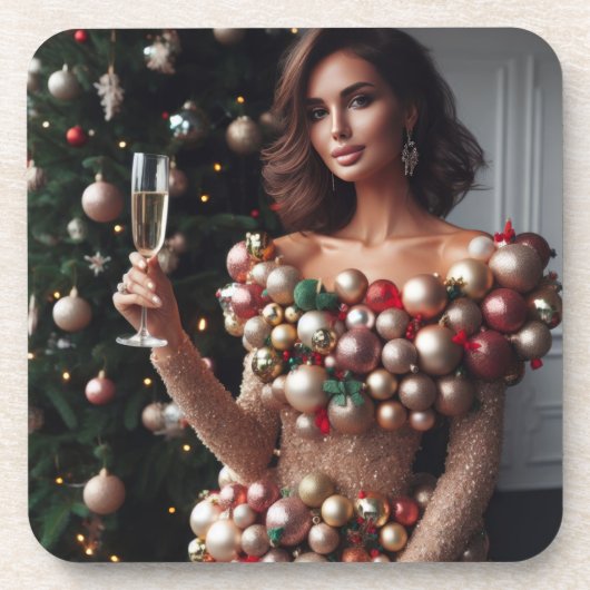 Weihnachts-Glamour Getränkeuntersetzer (Vorderseite)