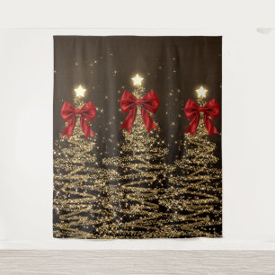 Weihnachts-Glanzbäume Rot Gold Falsche Schleife Wandteppich