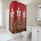 Weihnachts-Glanzbäume Rot Gold Silber Bogen Duschvorhang (Beispiel)