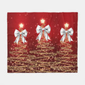 Weihnachts-Glanzbäume Rot Gold Silber Bogen Fleecedecke (Vorderseite (Horizontal))