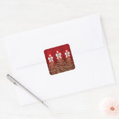 Weihnachts-Glanzbäume Rot Gold Silber Bogen Quadratischer Aufkleber (Umschlag)