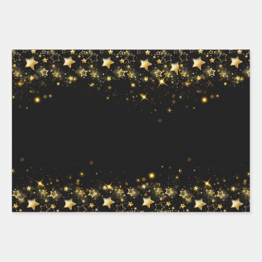 Weihnachts glänzende Sterne WRAPPING PAPER SHEETS Geschenkpapier Set (Vorderseite)
