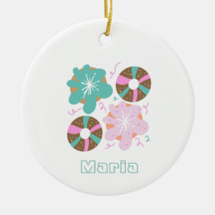 Weihnachts-Glasur-Donuts Rosa Kritzeleien Keramik Ornament