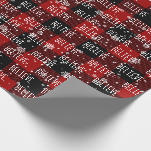 Weihnachts GLAUBEN Text in Schneeflocken Geschenkpapier (Ecke)