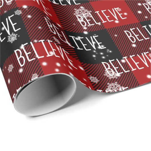 Weihnachts GLAUBEN Text in Schneeflocken Geschenkpapier (Rolleneckpunkt)