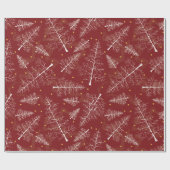 Weihnachts-Glimmer: Weiße Pines auf rotem Velvet Geschenkpapier (Flach)