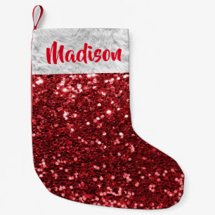 Weihnachts Glitter Pailletten Glam rot  Personalis Kleiner Weihnachtsstrumpf