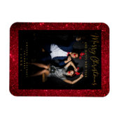 Weihnachts-Glitter-Spaß-Foto-Neuvermählte Skript Magnet (Horizontal)