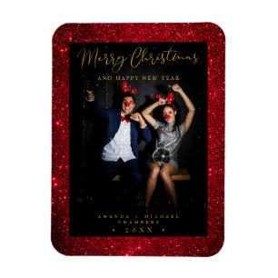 Weihnachts-Glitter-Spaß-Foto-Neuvermählte Skript Magnet