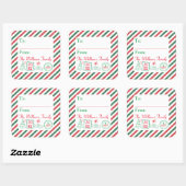Weihnachts-Glitzer Airmail Briefmarkenschild-Tags Quadratischer Aufkleber (Blatt)