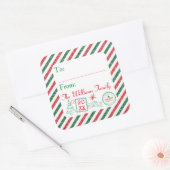 Weihnachts-Glitzer Airmail Briefmarkenschild-Tags Quadratischer Aufkleber (Umschlag)