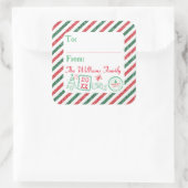 Weihnachts-Glitzer Airmail Briefmarkenschild-Tags Quadratischer Aufkleber (Tasche)