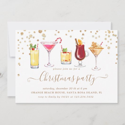 Weihnachts Glitzer Cocktail Party Einladung (Vorderseite)
