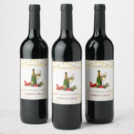 Weihnachts Glitzer Cocktail Party Weinetikett