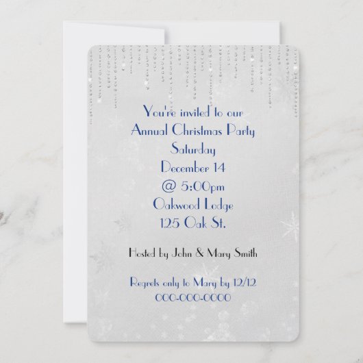 Weihnachts Glitzer Dee auf Snowflake Design Einladung (Rückseite)