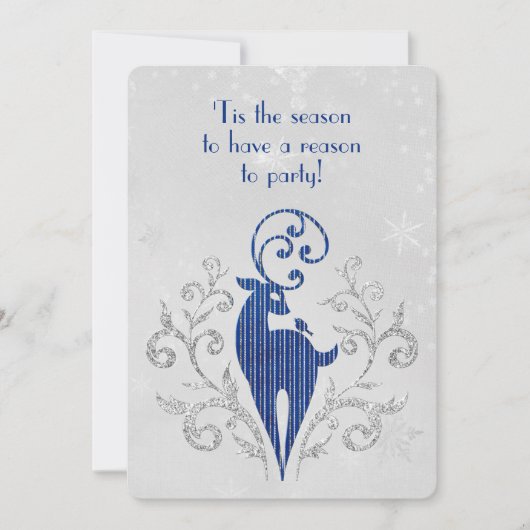 Weihnachts Glitzer Dee auf Snowflake Design Einladung (Vorderseite)