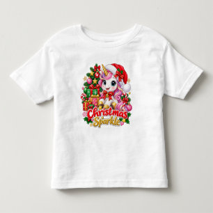 Weihnachts-Glitzer-Einhorn (Mädchen) Kleinkind T-shirt