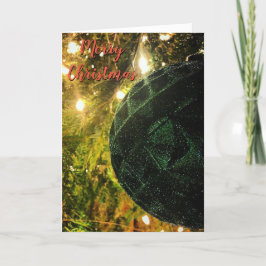Weihnachts-Glitzer Grüne Ornamente Feiertagskarte
