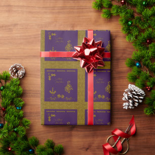 Weihnachts-Glitzer Holly Twig, Ornamente, Kerzen Geschenkpapier