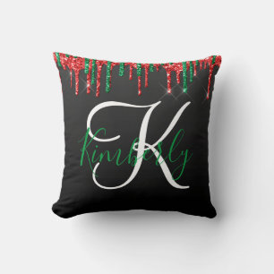 Weihnachts-Glitzer Monogram Kissen