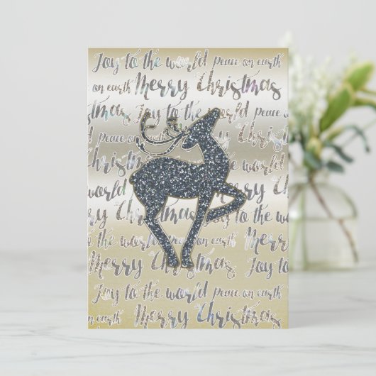 Weihnachts-Glitzer REINDEER Urlaub Einladung (Stehend Vorderseite)