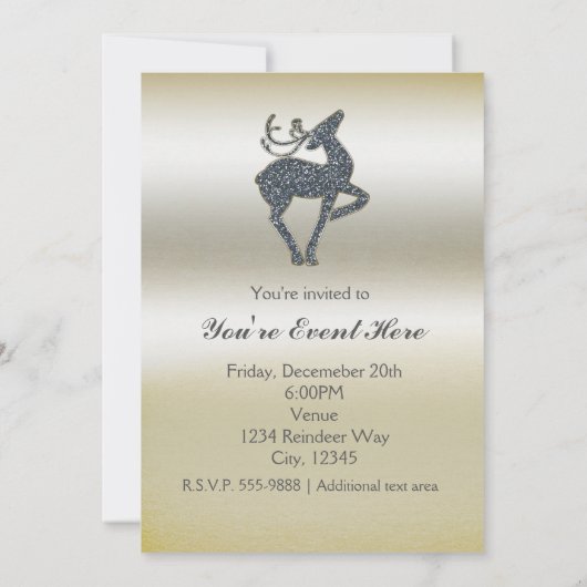 Weihnachts-Glitzer REINDEER Urlaub Einladung (Rückseite)