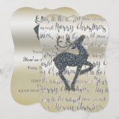 Weihnachts-Glitzer REINDEER Urlaub Einladung (Vorne/Hinten)