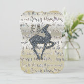 Weihnachts-Glitzer REINDEER Urlaub Einladung (Stehend Vorderseite)